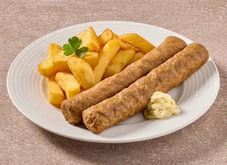Twee Frikandellen Met Ovenfriet