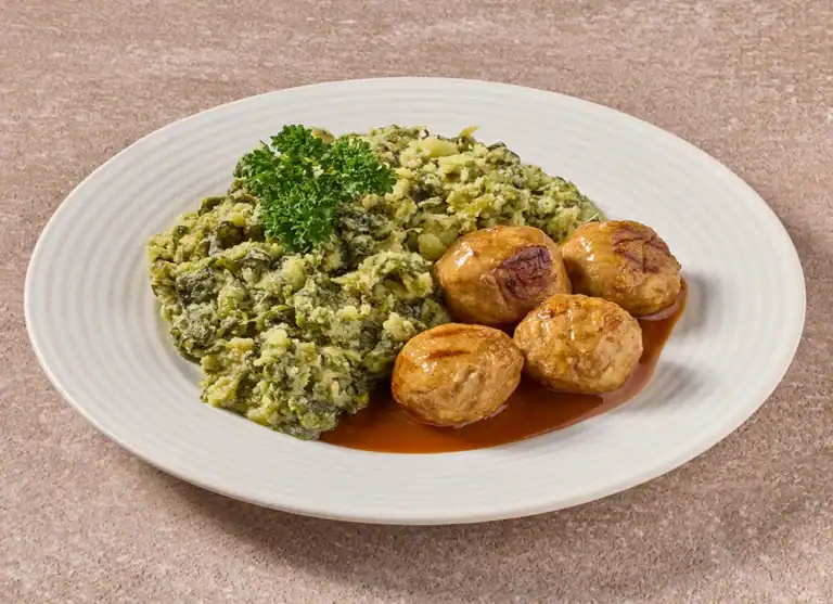Oud-Hollandse Andijviestamppot Met Vegetarische Balletjes