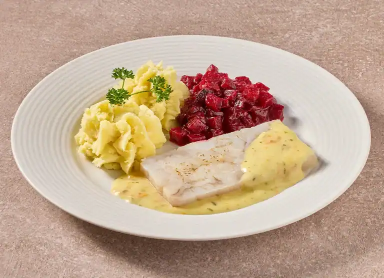 Vis Msc In Hollandaisesaus Rode Bieten Aardappelpuree