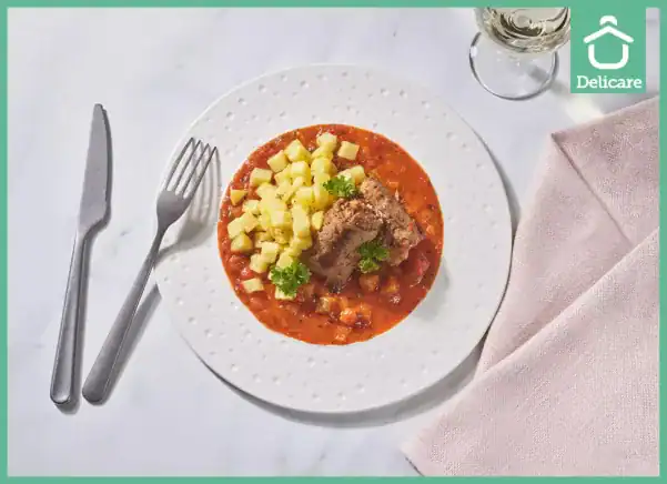 Blinde Vink In Provencaalse Saus Met Gebakken Aardappelblokjes (Natriumarm)
